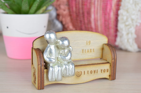 19 Years - Cuddling Couple on the Sofa | I Love You Gift | Wooden Sofa Bench | Part of the We Made a Family Range