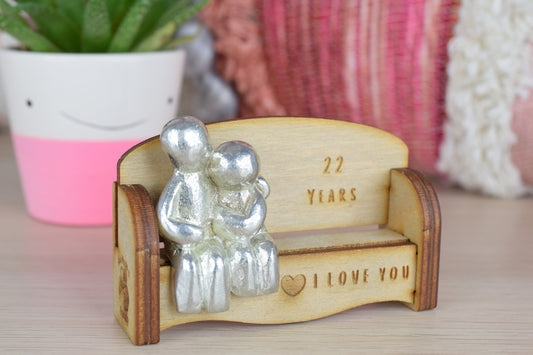 22 Years - Cuddling Couple on the Sofa | I Love You Gift | Wooden Sofa Bench | Part of the We Made a Family Range