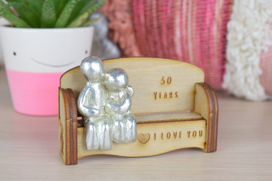 30 Years - Cuddling Couple on the Sofa | I Love You Gift | Wooden Sofa Bench | Part of the We Made a Family Range