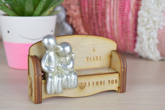 6 Years - Cuddling Couple on the Sofa | I Love You Gift | Wooden Sofa Bench | Part of the We Made a Family Range