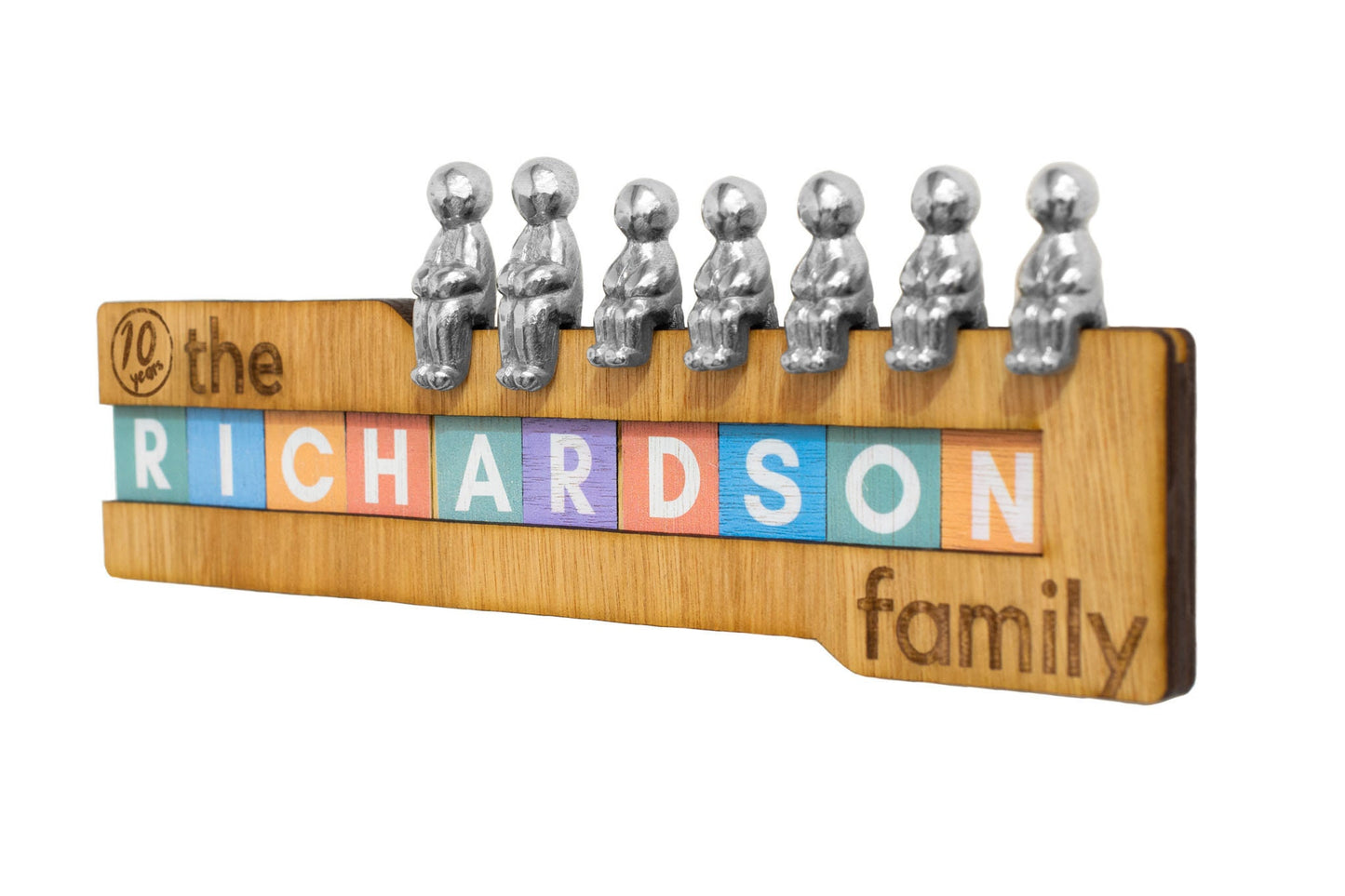 10th Anniversary My Family Personalised Family Name Gift: Tin Figures - 10th Anniversary | Our Family Ornament (famname10)
