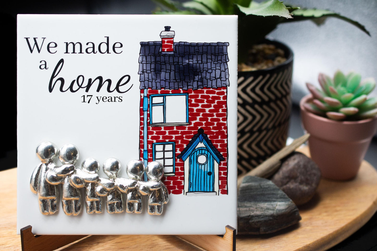 17th Anniversary We Made a Home Anniversary Ornament - Customized Family Combination Full Colour Ornament - Create Your Family Home