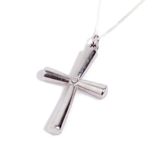 Tin 10th Anniversary Diamond Cross Pendant